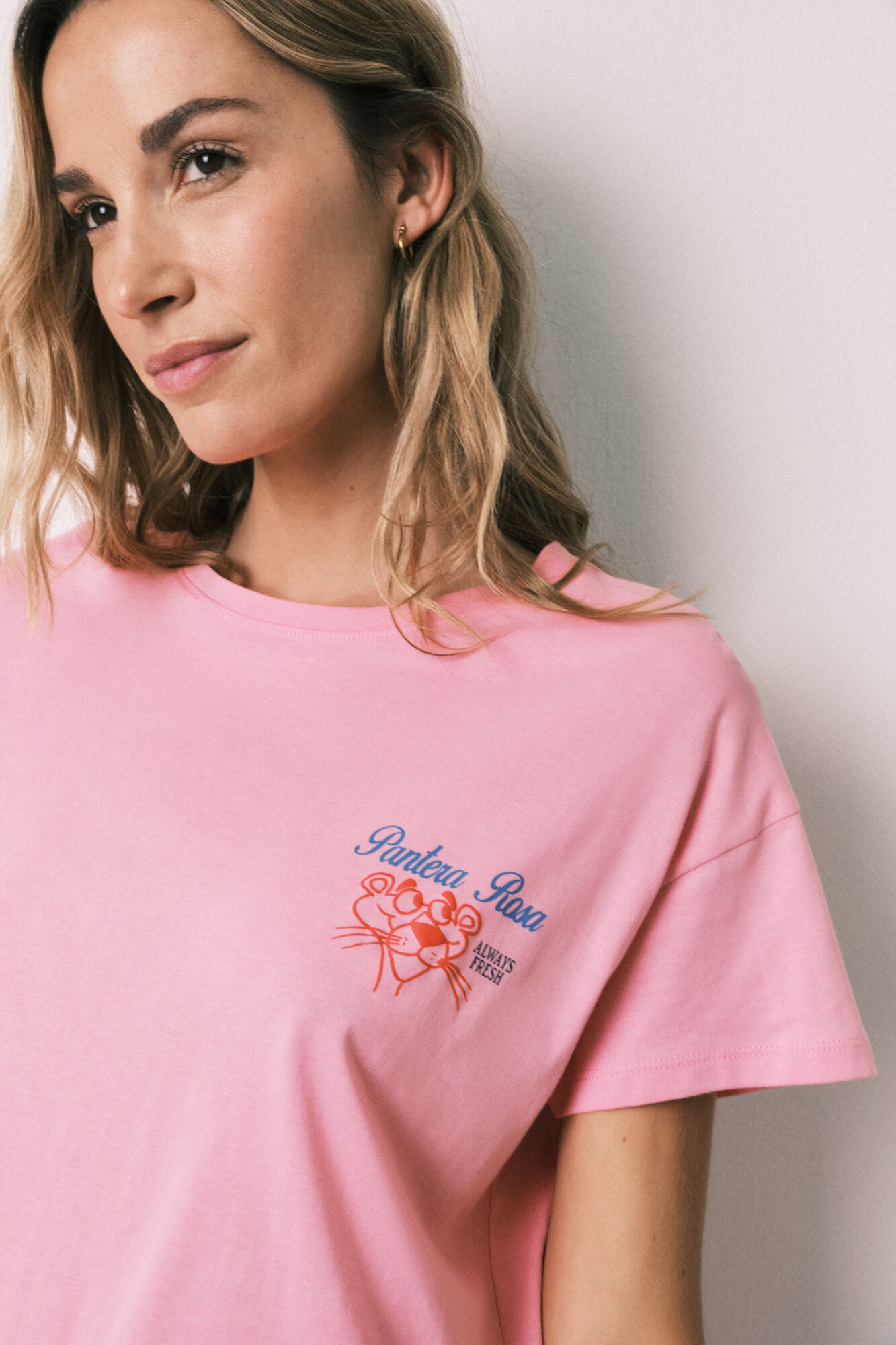 Women'secret Rosa gestreifter Pyjama lang Pantera Rosa