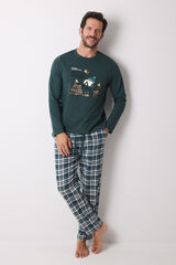 Womensecret Men's long 100% cotton Snoopy pyjamas green