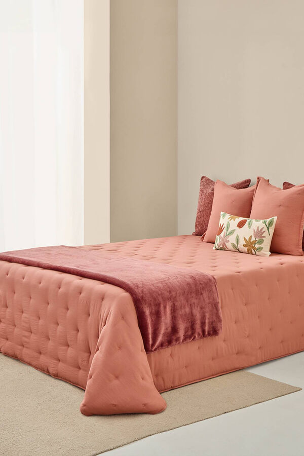 Textura Einfarbig Wendbar mit Punkten Rosa