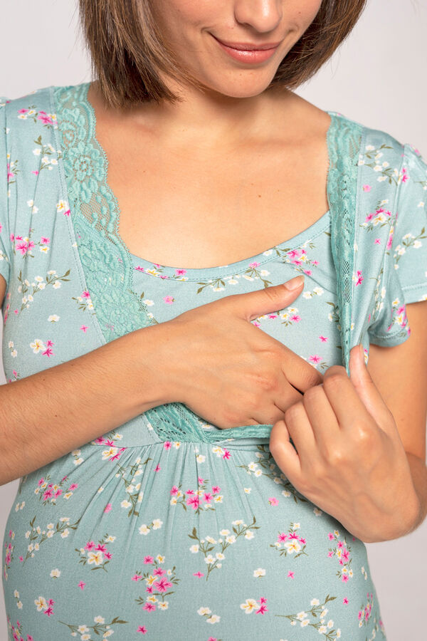 Ohma! Floral print nursing nightgown printed