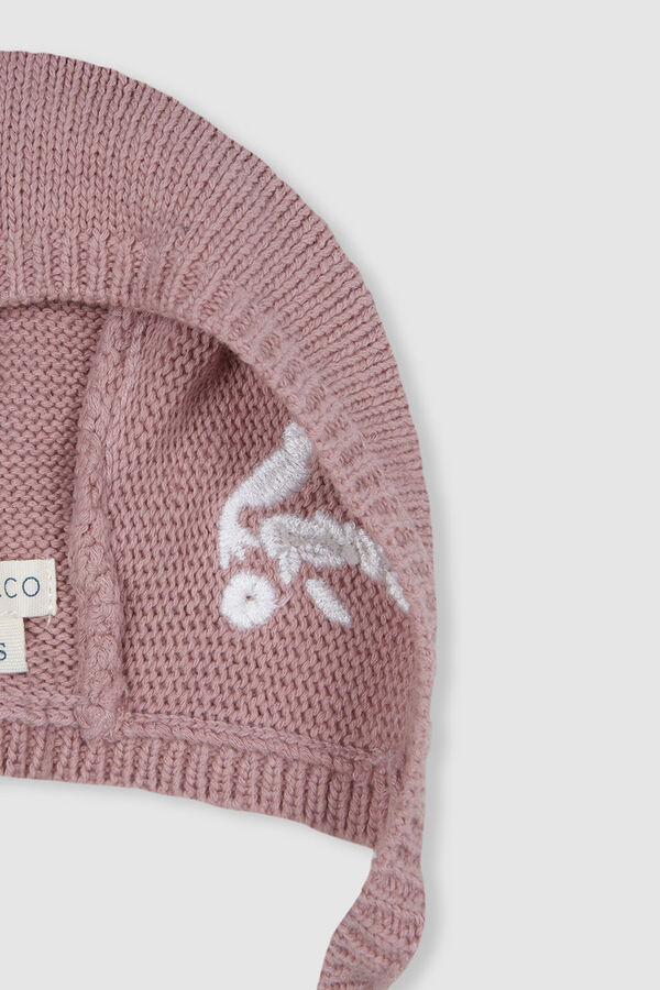 Womensecret Pink bird embroidered knit bonnet pink