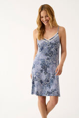 Promise Camisa de dormir de lingerie estampado floral azul