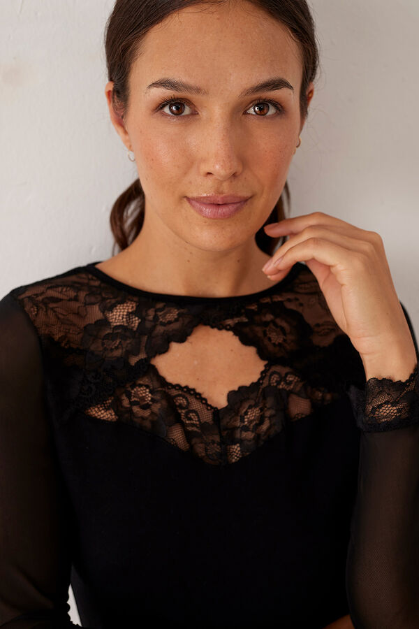 Promise Modal long sleeve t-shirt with lace black