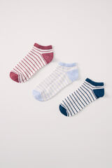 Womensecret Lot 3 chaussettes courtes à rayures imprimé