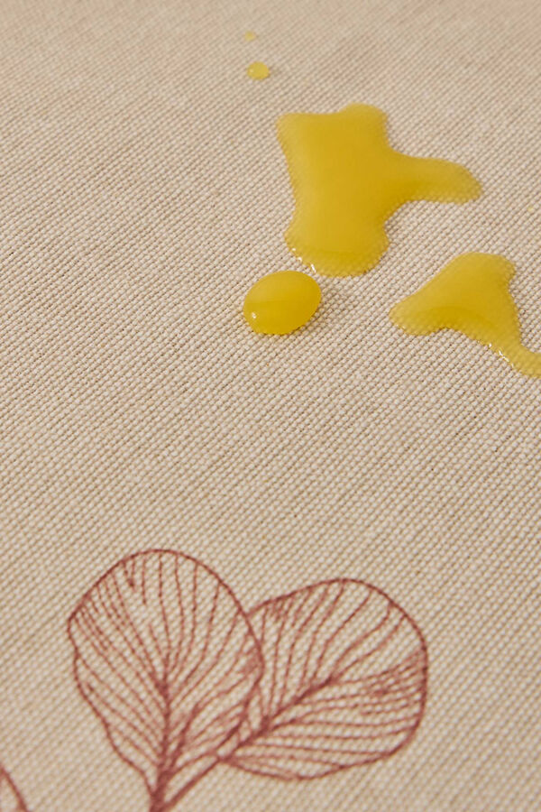 Textura Stain-resistant cotton tablecloth leaves beige