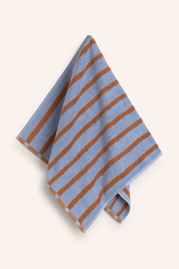 Calma House Blue striped terry cotton hand towel Saturn 30x50 blue
