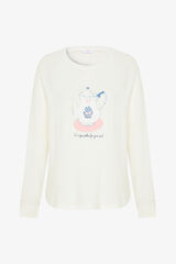 Penti Camiseta de pijama con cuello redondo y efecto t&eacute;rmico Tea Time. marfil