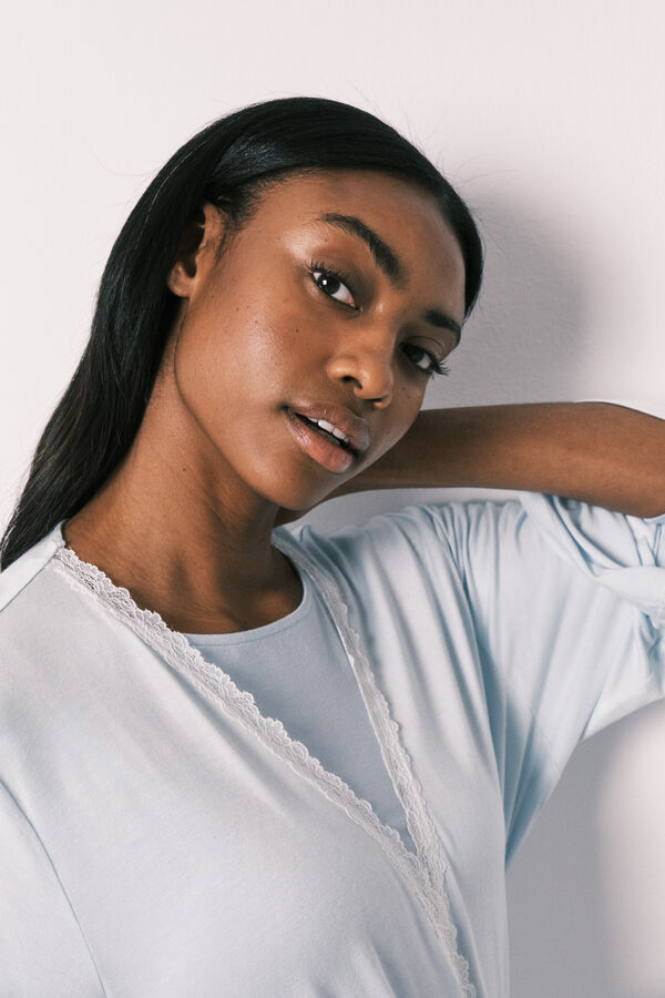 Women'secret Blue viscose soft touch midi robe blue