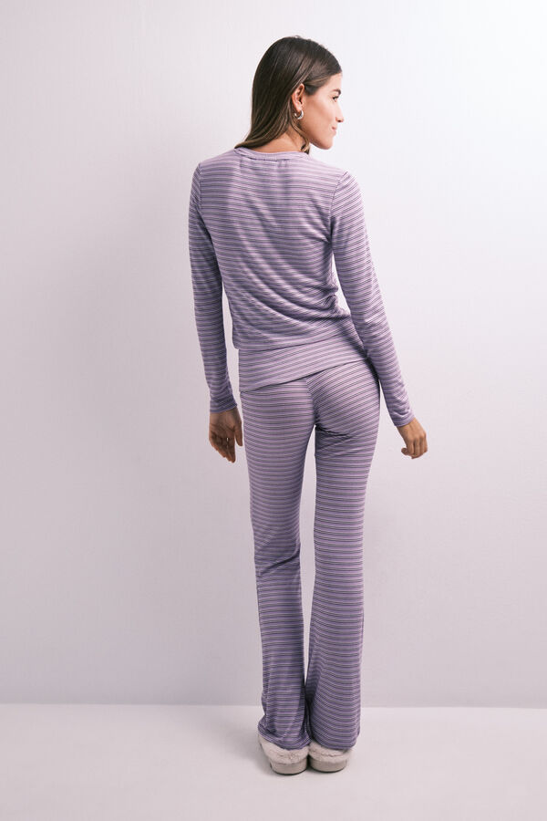 HI&BYE Purple striped long pyjamas pink