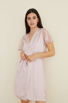 Womensecret Short satin and lace robe pink