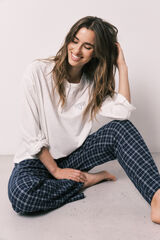 Women'secret Blue plaid long trousers blue