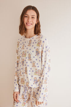 Womensecret Pyjama 100 % Baumwolle Garfield Naturweiß