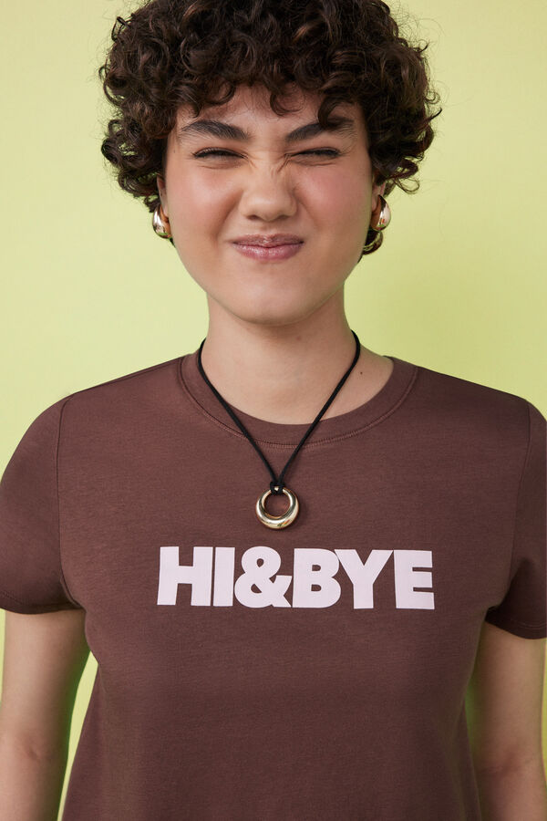 Womensecret Smeđa majica s logotipom od 100%-tnog pamuka Smeđa