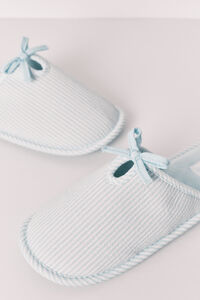 Women'secret Green striped bow slippers