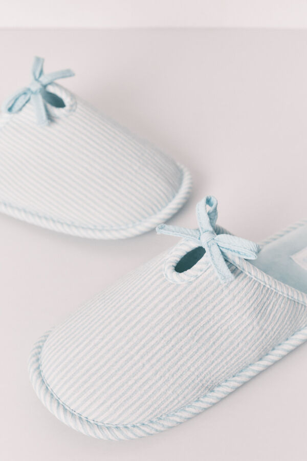 Women'secret Green striped bow slippers green