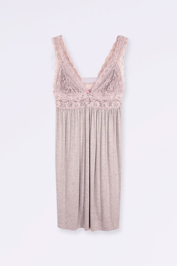 Womensecret Cami nursing nightgown with lace gris