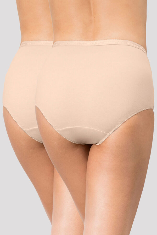 Playtex Pack de 2 bragas Midi de algod&oacute;n org&aacute;nico beige