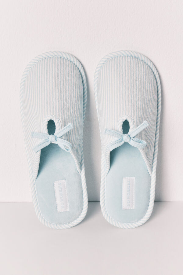 Women'secret Green striped bow slippers green