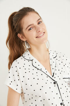 Womensecret Snoopy nightshirt in 100% ivory cotton with polka-dots white