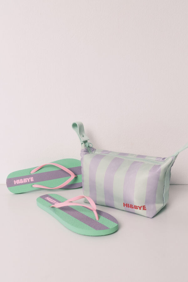 HI&BYE Green medium striped vanity case green