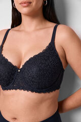 Women'secret Black lace padded balconette bra BEAUTIFUL grey