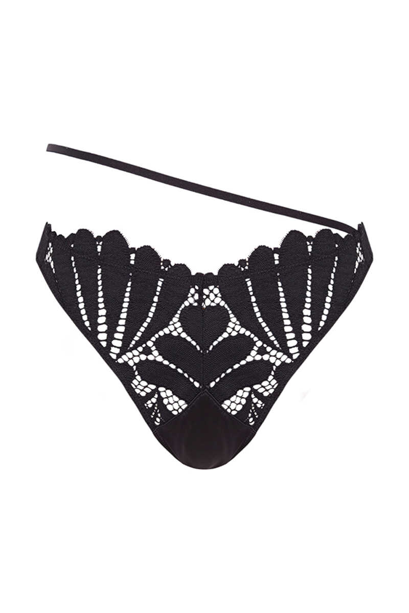 Womensecret Black embroidered lace Brazilian panty black