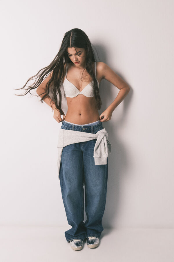 HI&BYE Grey cotton push-up bra grey