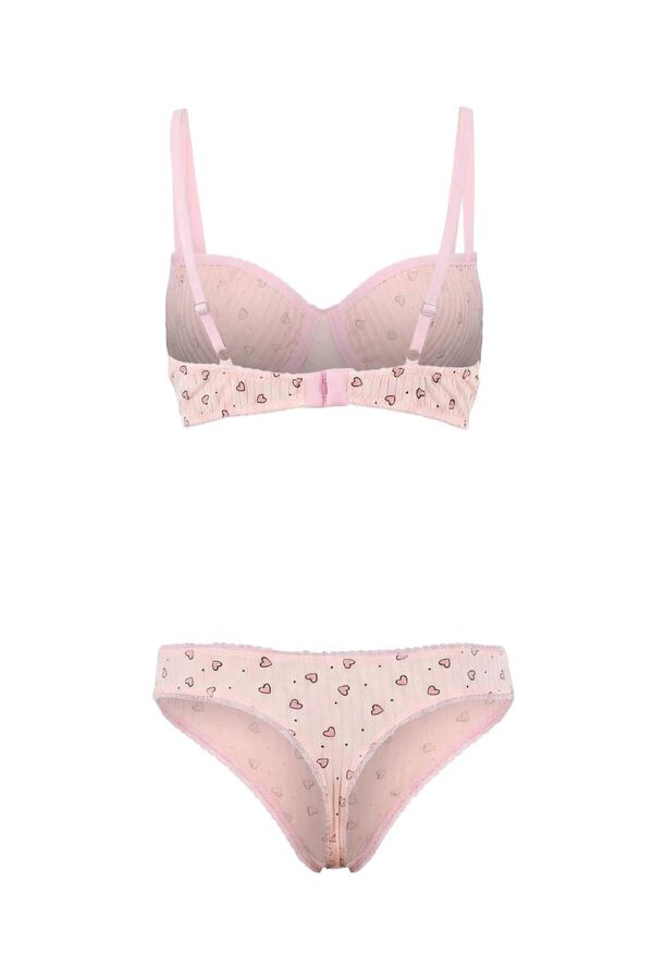 Trendyol Heart pattern knit underwear set rose