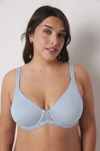 Women'secret Blue microfibre and lace minimiser bra REAL