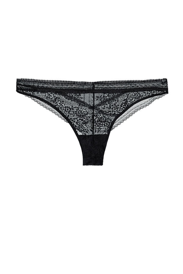 Womensecret Maddie tanga in lace and tulle Crna