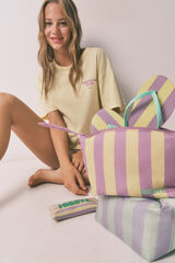 HI&BYE Pijama corto 100% algod&oacute;n rayas amarillo amarillo