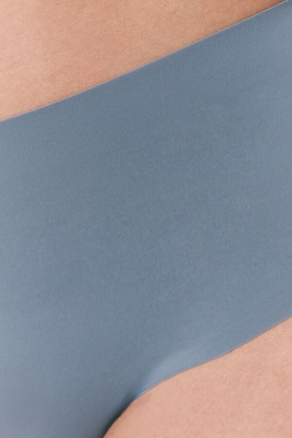 Women'secret Cuecas cintura alta sem costuras em microfibra azul azul