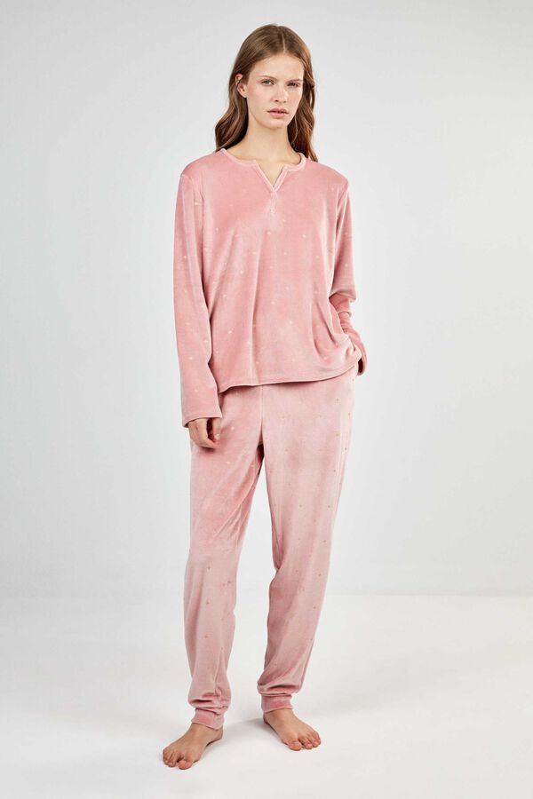 Gisela Elastic fleece pyjamas pink