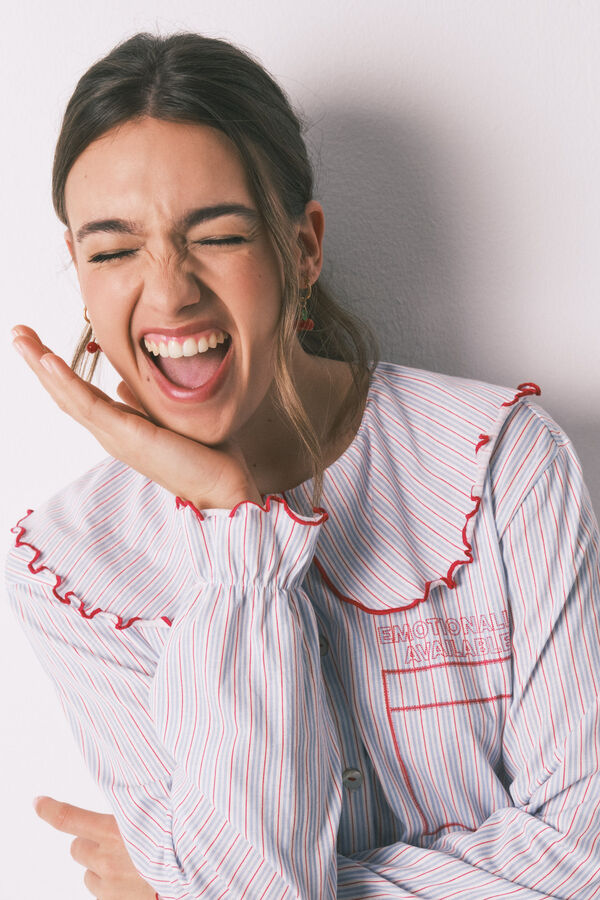 Women'secret Cotton long Peter Pan collar pyjamas blue