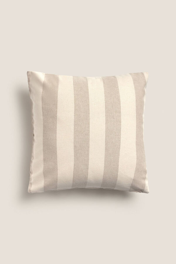 Womensecret Striped cotton cushion cover marron