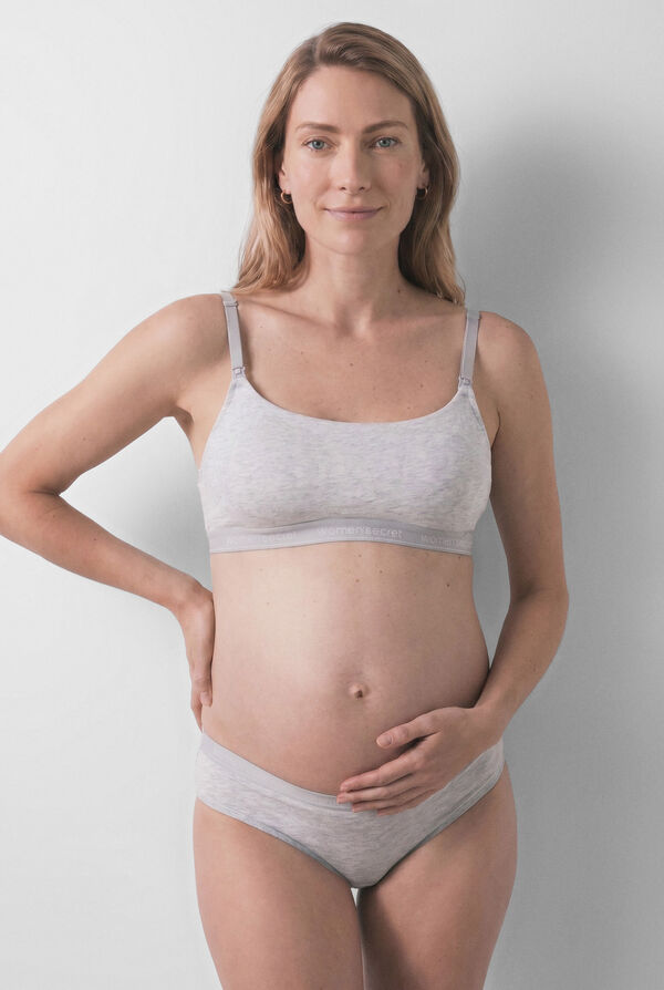 Women'secret Grey ribbed cotton maternity bra grey