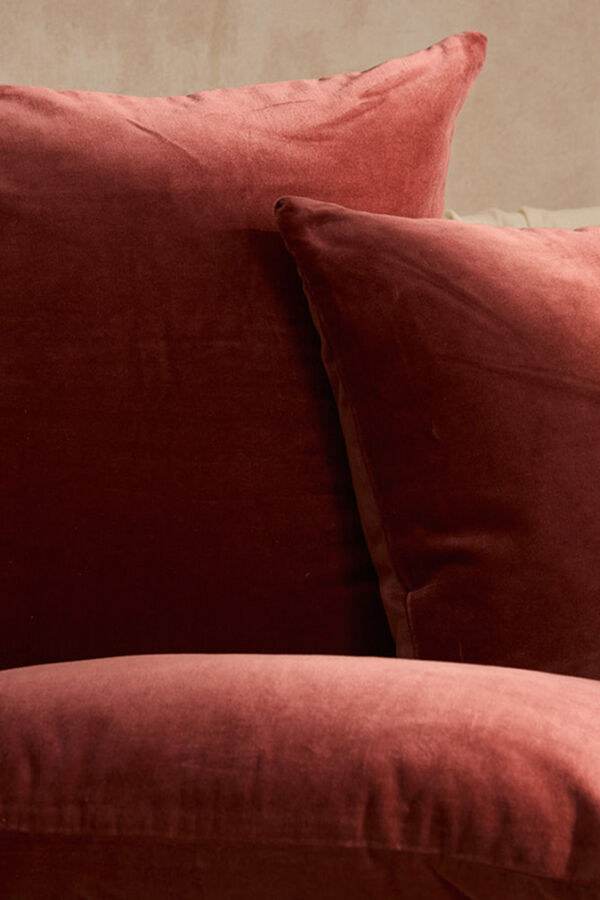 Calma House Funda de coj&iacute;n cuadrada de terciopelo en tono tierra Velour naranja