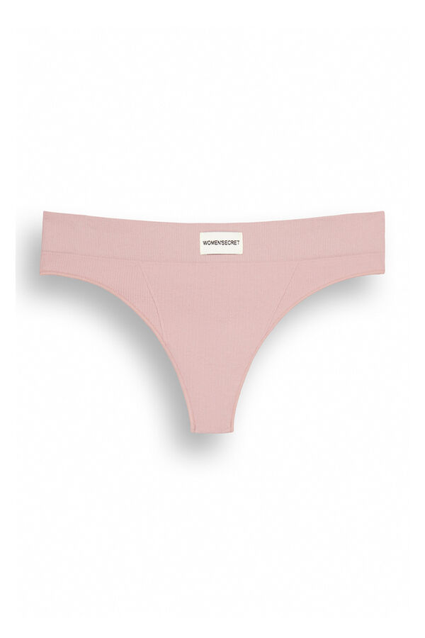 Womensecret Seamless pink ribbed thong pink