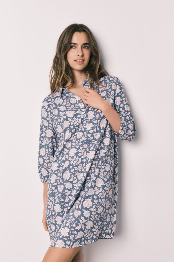 Women'secret Pink viscose long floral print camisole blue