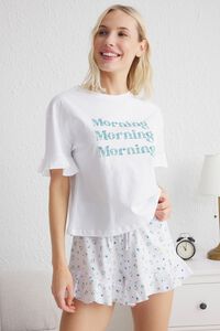 Trendyol Conjunto de pijama corto volantes floral