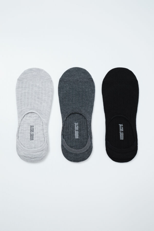 Women'secret Grey ribbed 3-pack socks grey