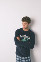 Women'secret Blue Muppet fleece men's long pyjamas blue