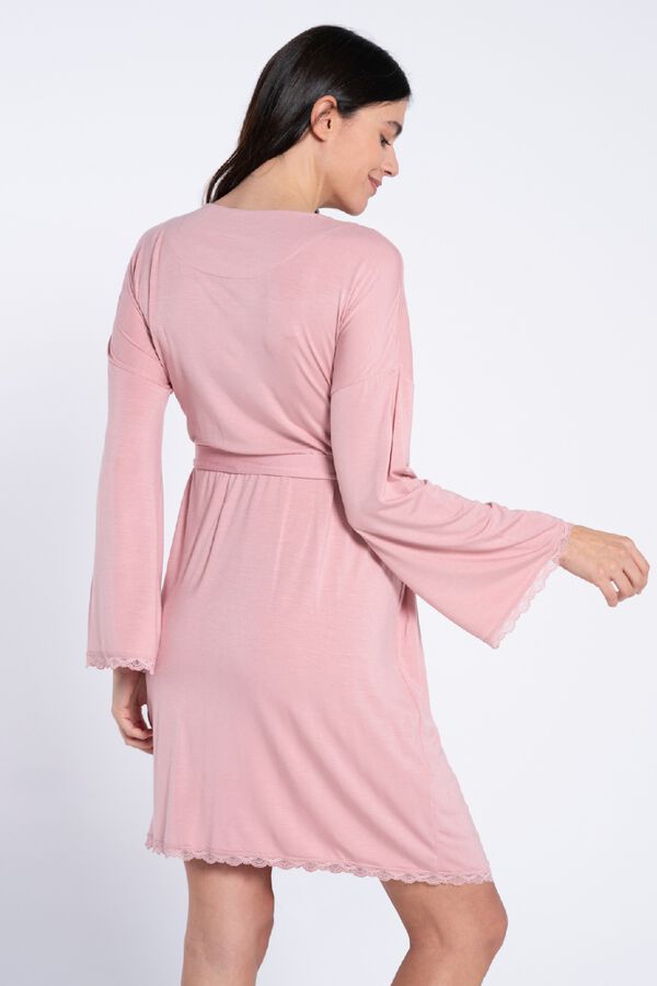 Ohma! Maternity robe with lace on bottom pink