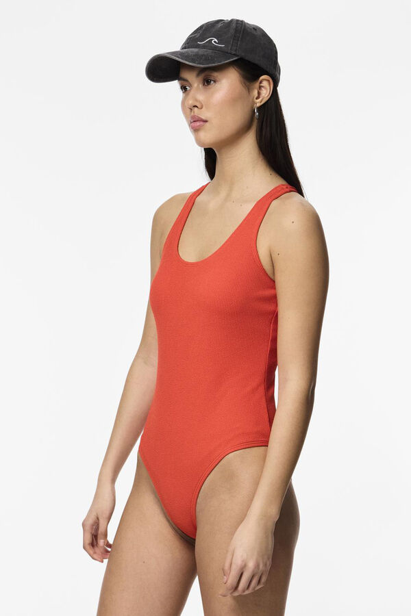 Womensecret Women's one-piece swimsuit with straps. Crvena