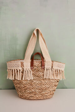 Womensecret Basket bag with crochet details  nude