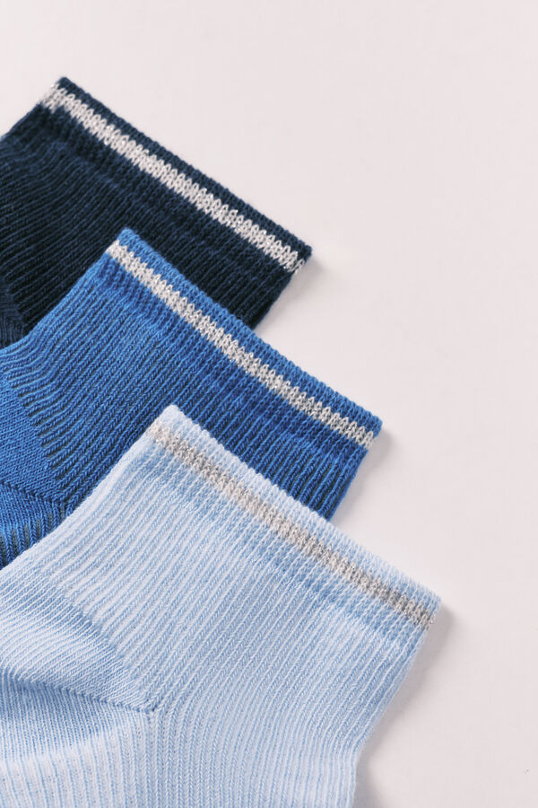 Women'secret Lot de 3 chaussettes courtes en lurex bleu bleu