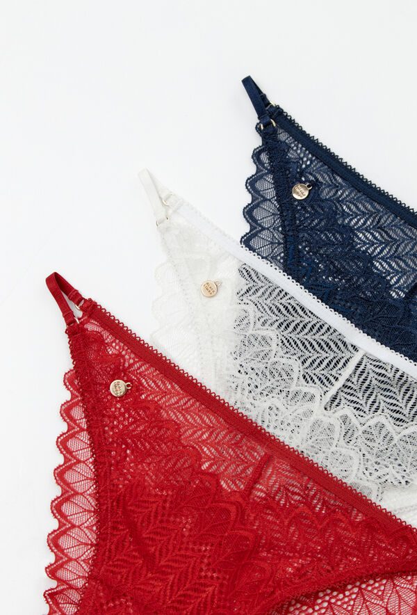 Black Limba Spitze -Pack brasilianische Slips mit Print