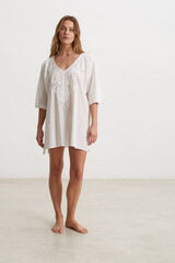 Womensecret Embroidered detail cotton tunic blanc