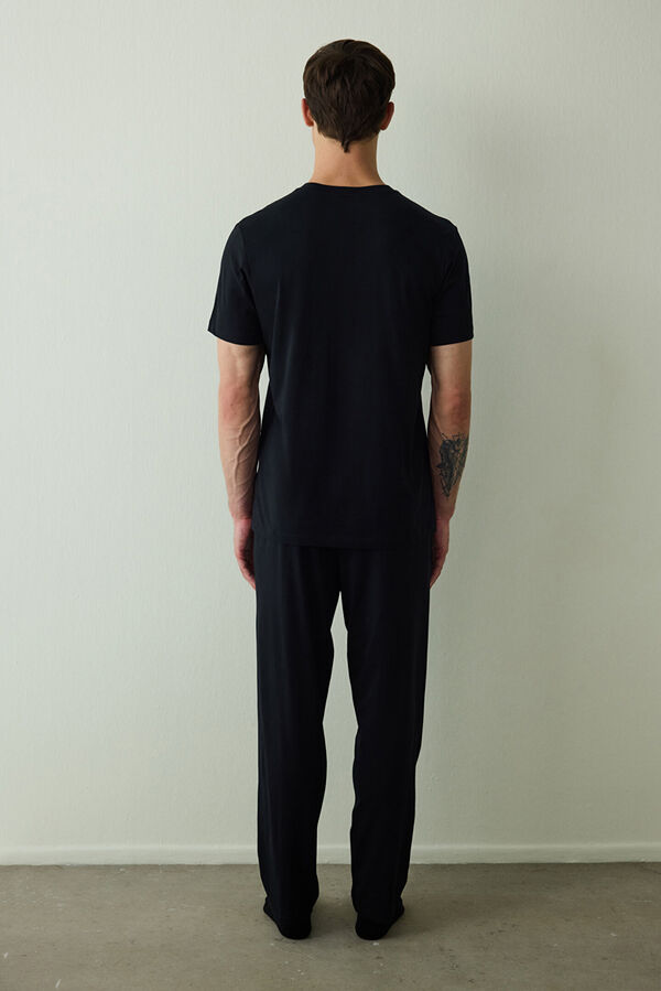 Penti Conjunto de pijama de manga calções com slogan masculino Car preto