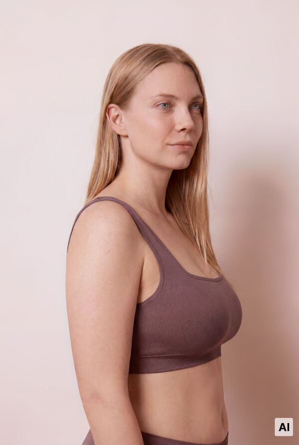 Women'secret Top comprido sem costura canelado roxo rosa